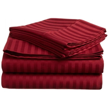 Superior  400 Thread Count Egyptian Cotton Twin XL Sheet Set Stripe  Burgundy 400XLSH STBG